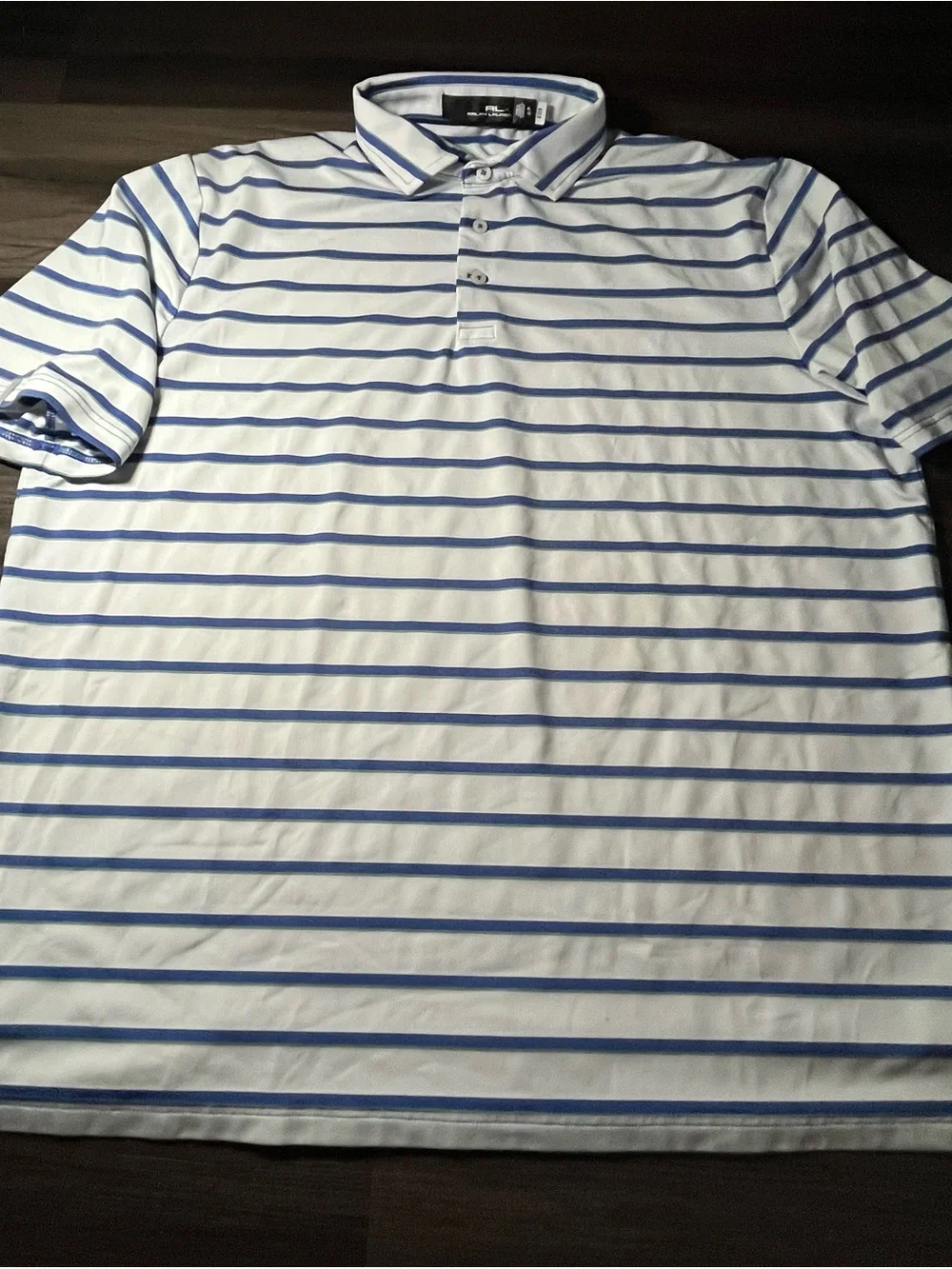 Ralph Lauren RLX Men’s Golf Polo White And Blue Stripes Size XL